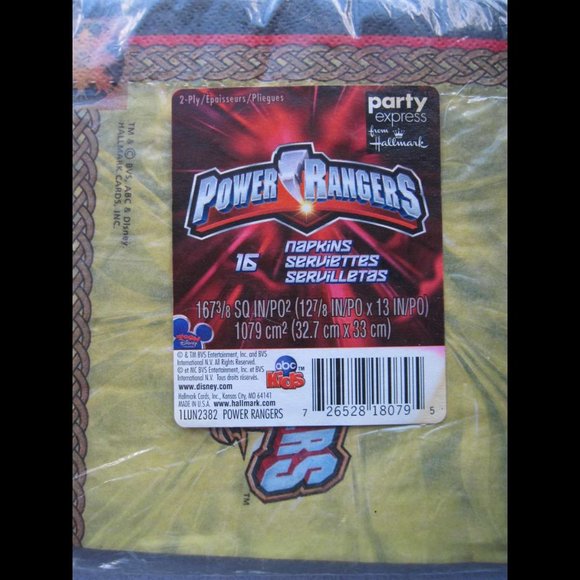 Power Rangers Party Express Hallmark Paper Luncheon & Beverage Napkins Birthday - Picture 5 of 6
